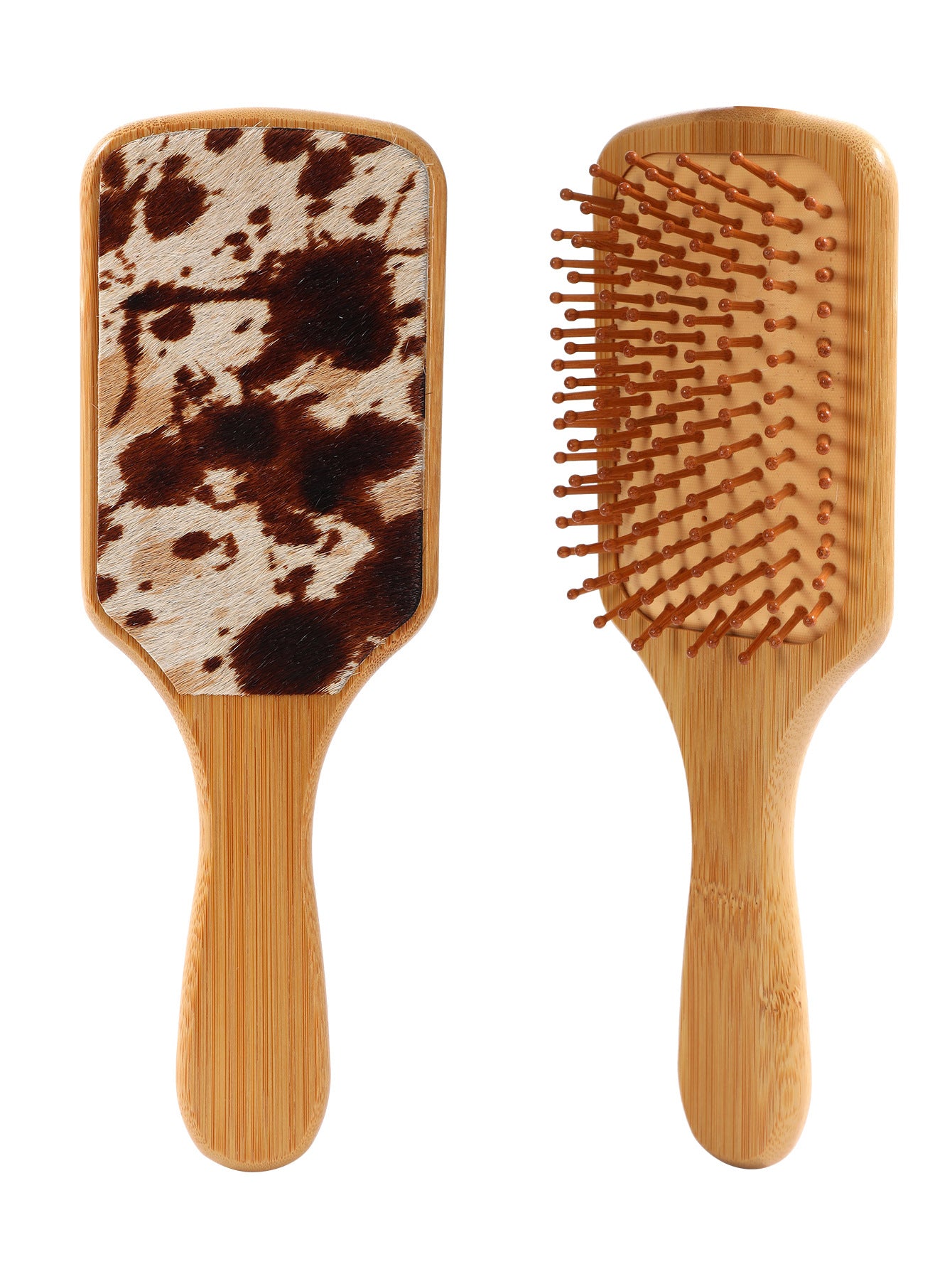 Wholesale Bamboo Real Leather Cow Retro Western Cowboy Style Air Cushion Comb Airbag Comb Meridian Massage Comb Hairdressing Comb